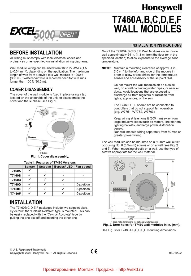 Honeywell EXCEL 5000 OPEN T7460A installation instructions