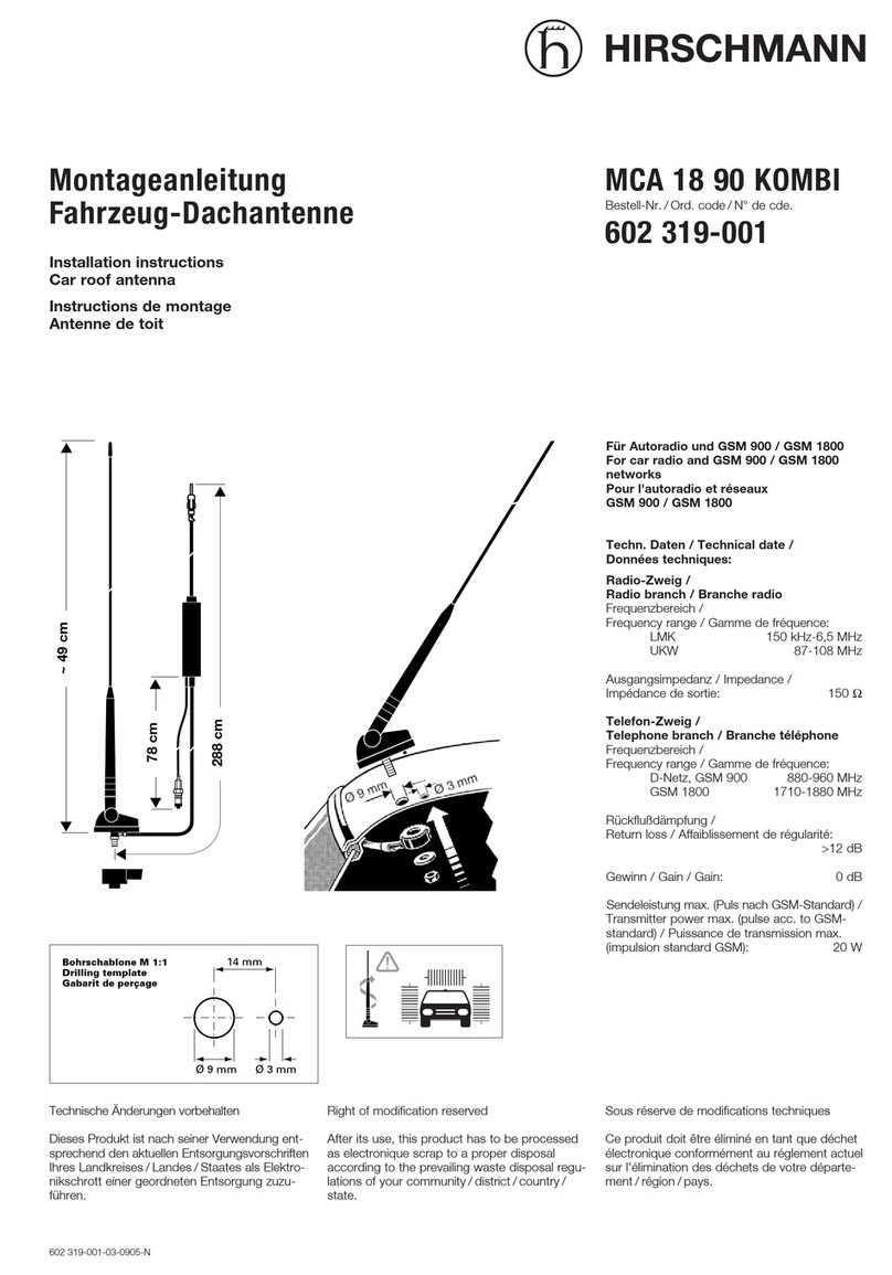 Hirschmann MCA 18 90 KOMBI installation instructions