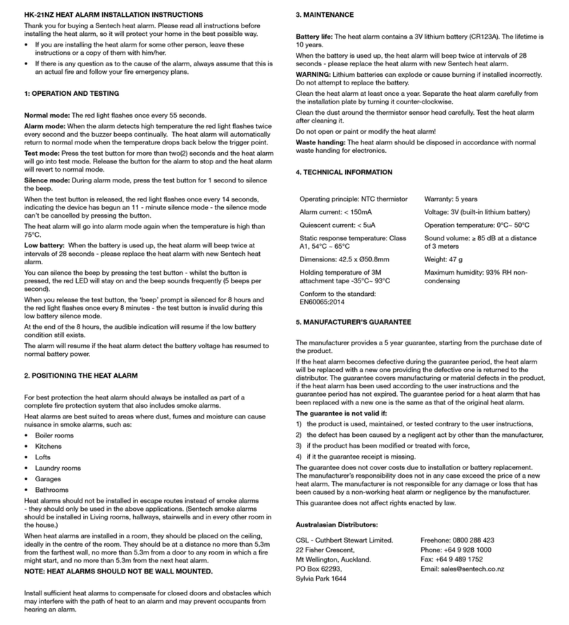 SenTech HK-21NZ installation instructions