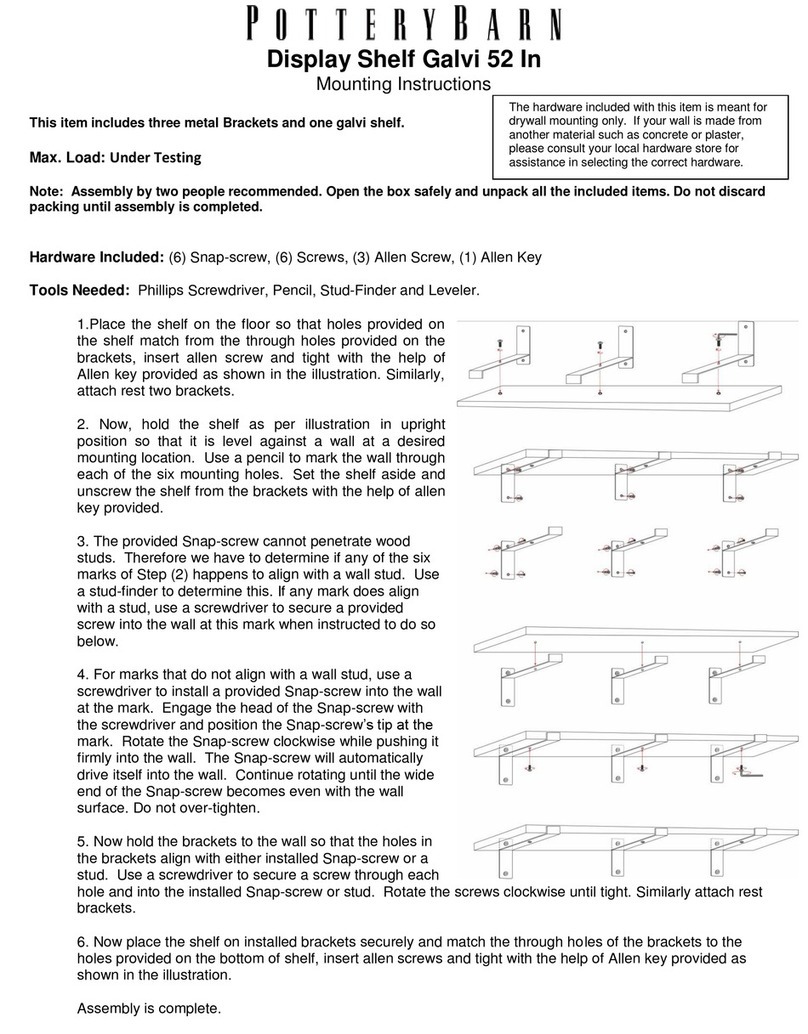 PotteryBarn Display Shelf Galvi 52 In Mounting instructions PotteryBarn Display Shelf Galvi 52 In Mounting instructions