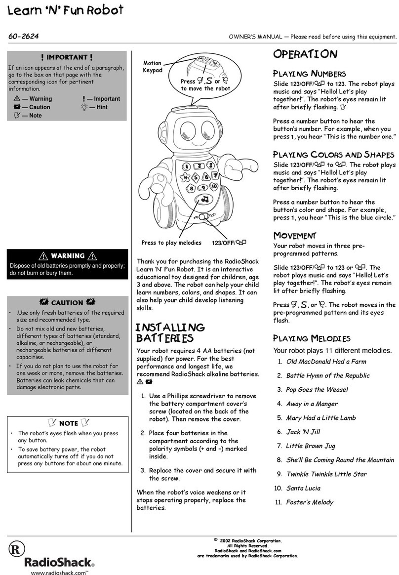 Radio Shack Learn 'N' Fun Robot owner's manual