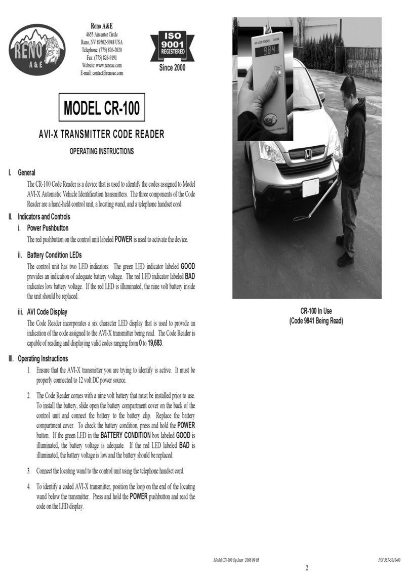 Reno A&E CR-100 operating instructions