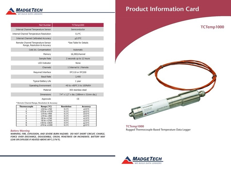 MadgeTech TCTemp1000 Product Information Card