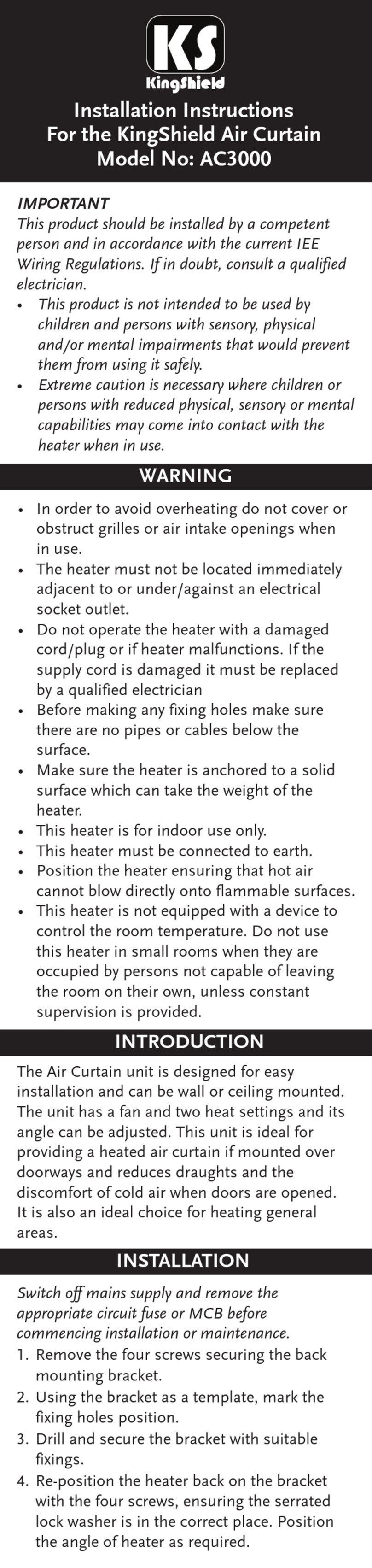 KingShield AC3000 installation instructions