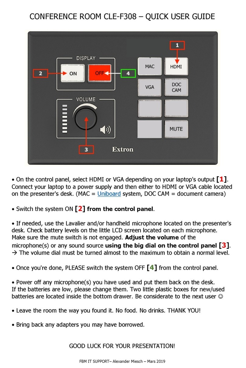 Extron electronics CLE-F308 Quick user guide