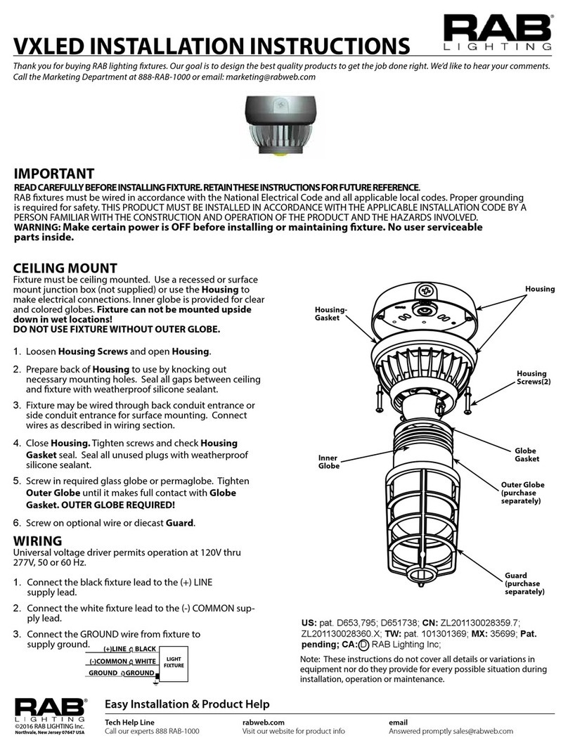 RAB Lighting VXLED installation instructions