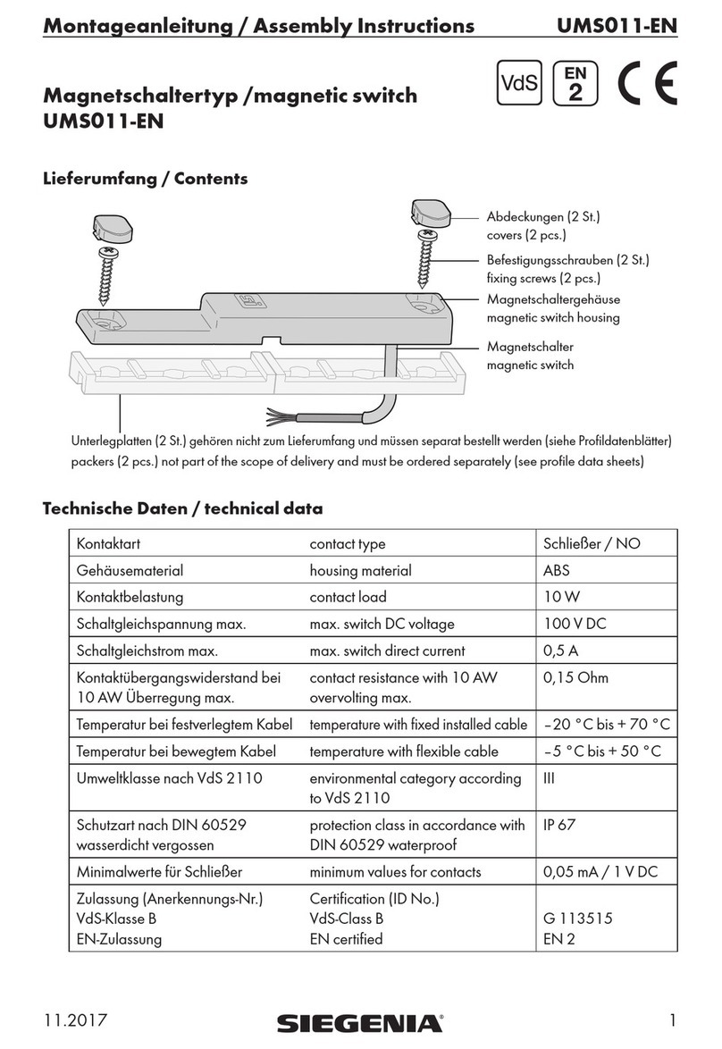 Siegenia UMS011-EN Assembly instructions