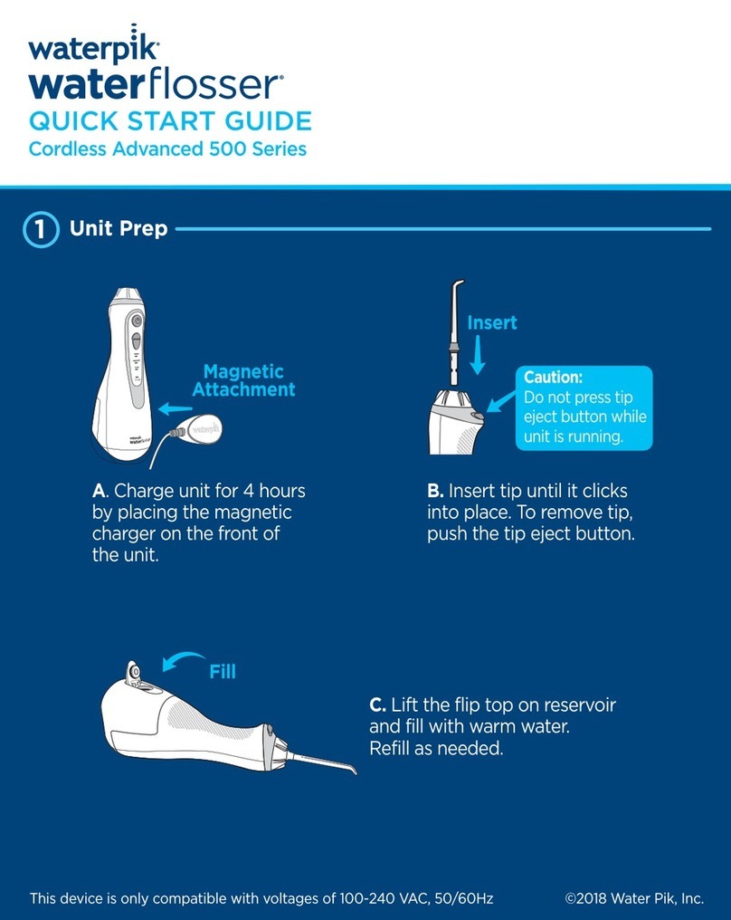 Waterpik waterflosser 500 Series quick start guide