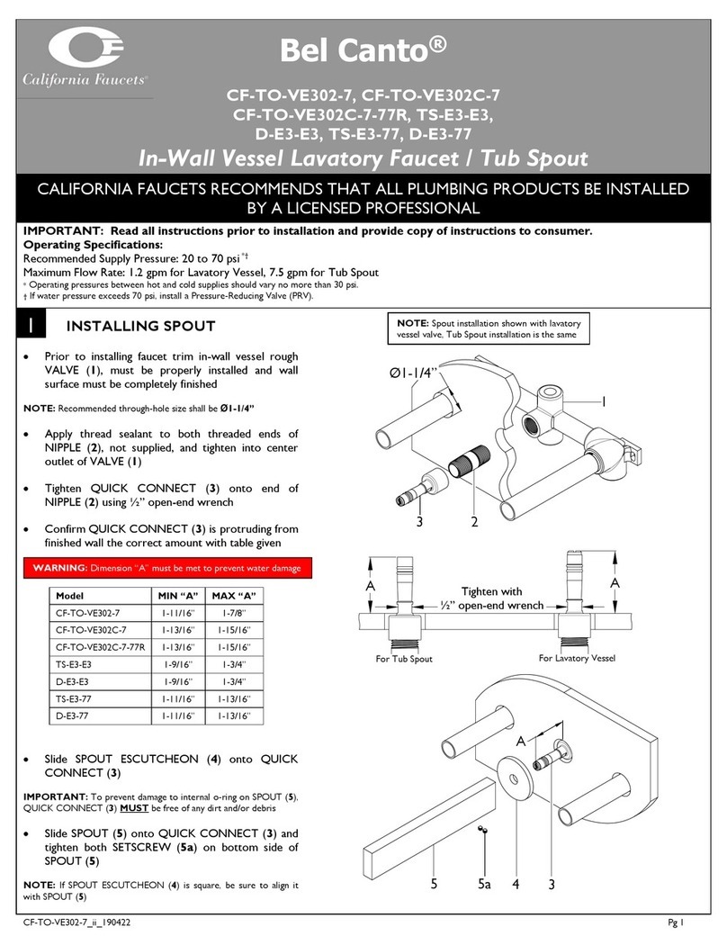 California Faucets Bel Canto CF-TO-VE302-7 User manual California Faucets Bel Canto CF-TO-VE302-7 User manual