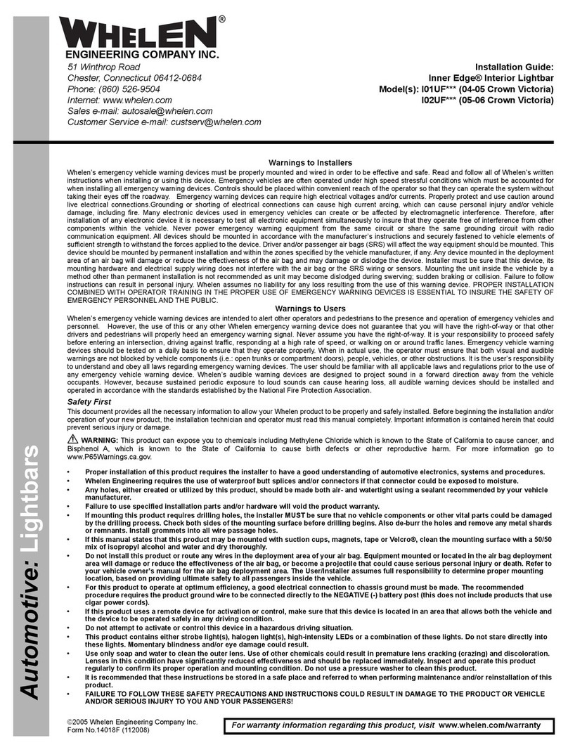 Whelen Engineering Company Inner Edge I01UF Series installation guide