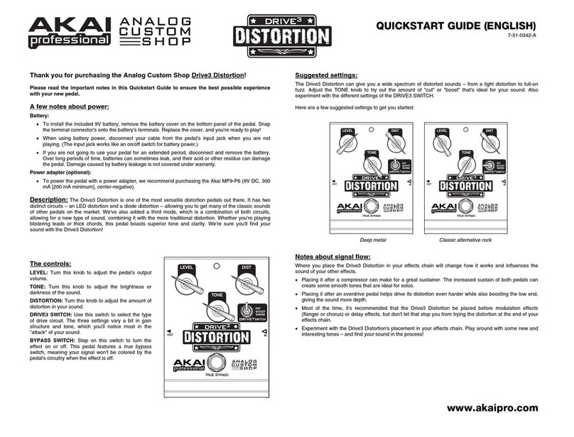 Akai Analog Custom Shop Drive3 Distortion quick start guide