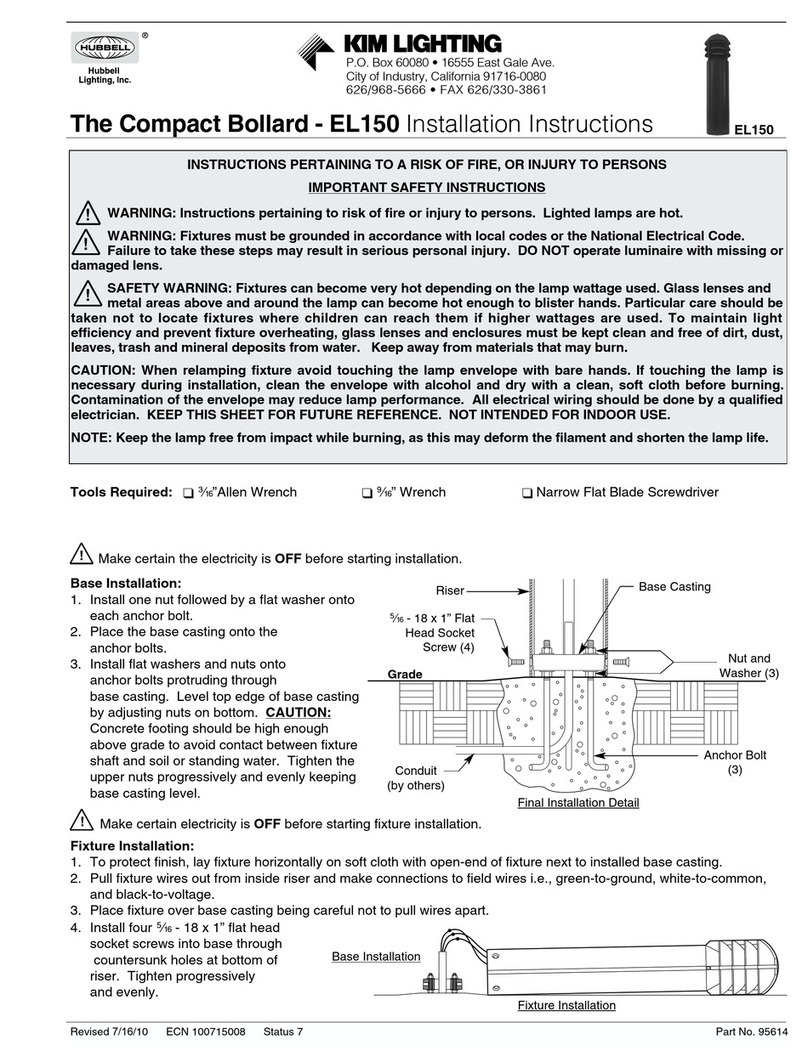 kim lighting EL150 installation instructions