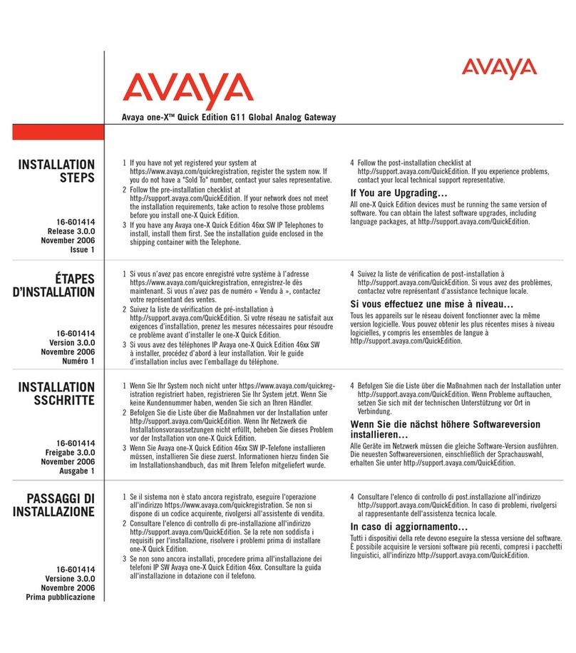 Avaya one-X Quick Edition G11 Global Analog... quick start guide
