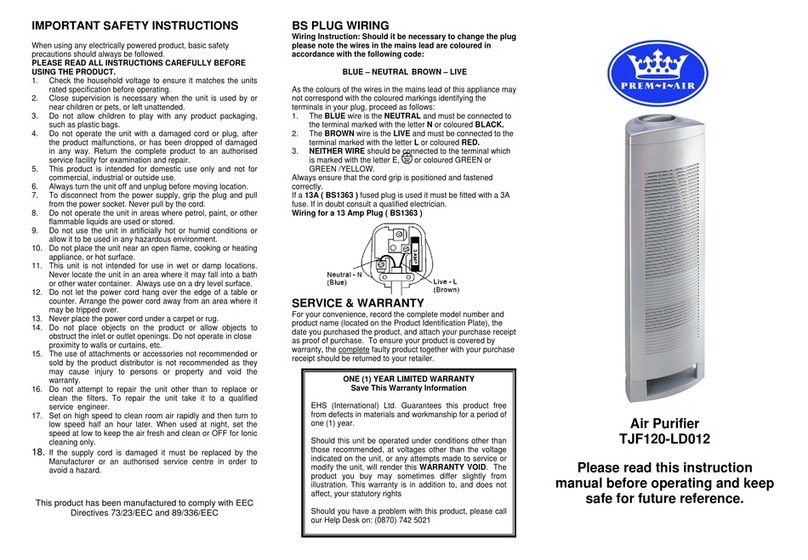 Prem-I-Air TJF120-LD012 instruction manual