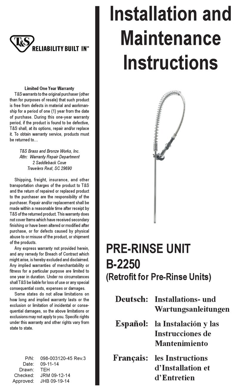 T&S B-2250 Installation and maintenance instructions