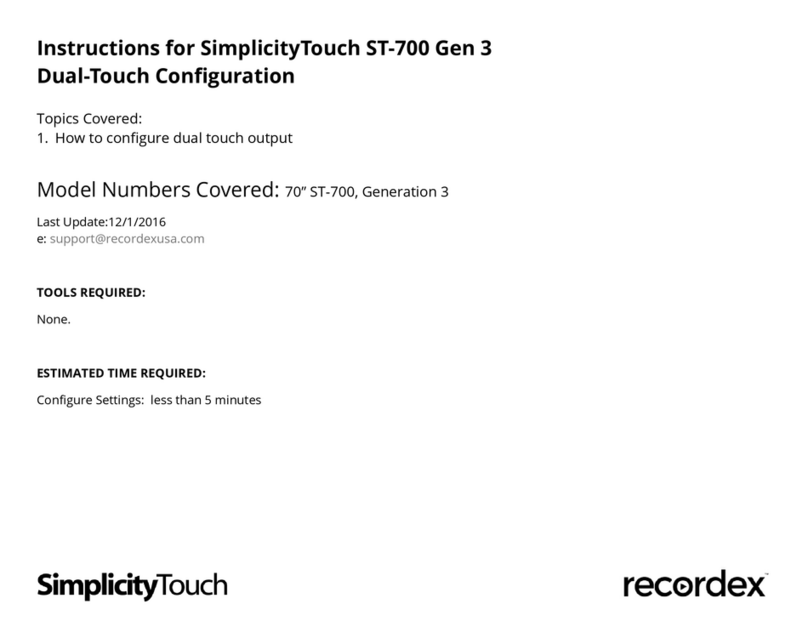 Recordex SimplicityTouch ST-700 Gen 3 Quick guide