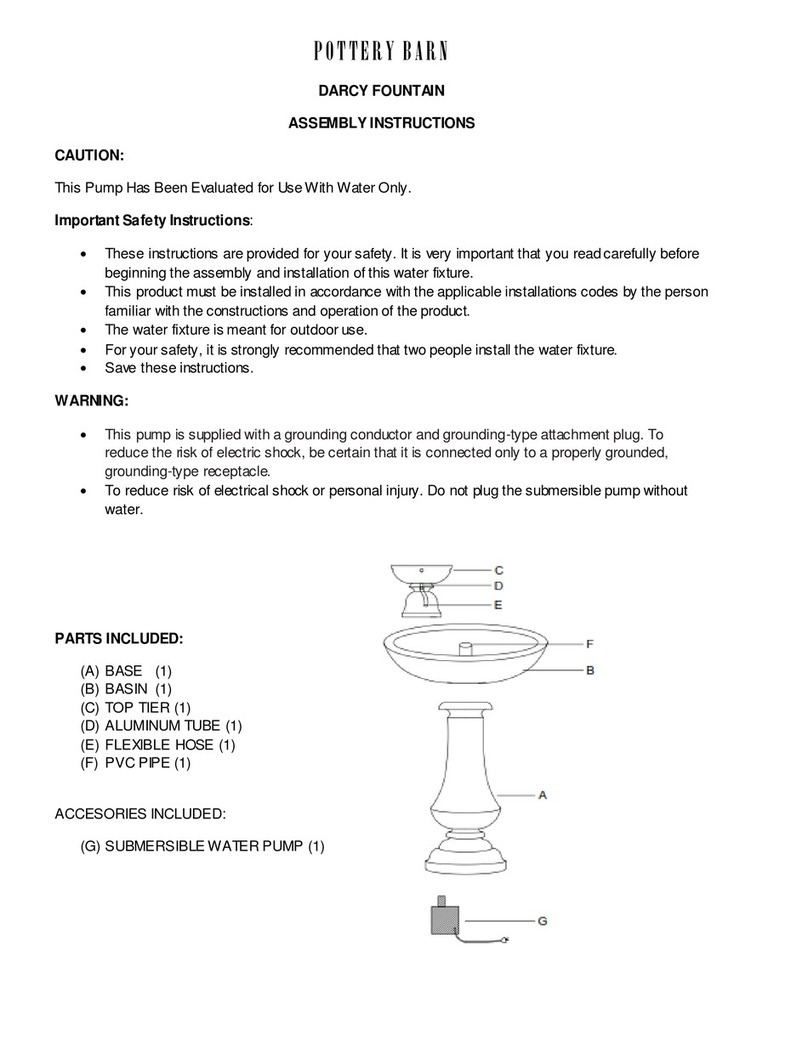 PotteryBarn DARCY FOUNTAIN Assembly instructions