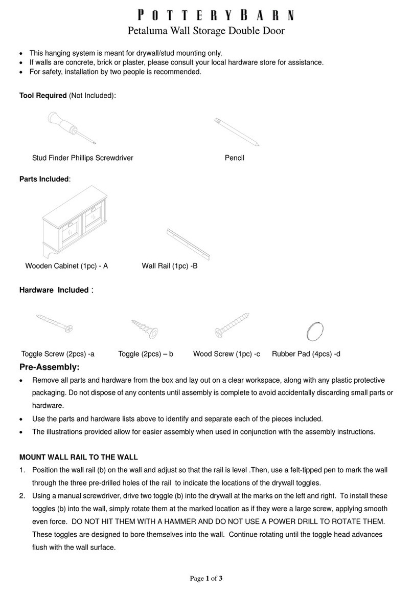 PotteryBarn Petaluma Wall Storage Double Door Mounting instructions