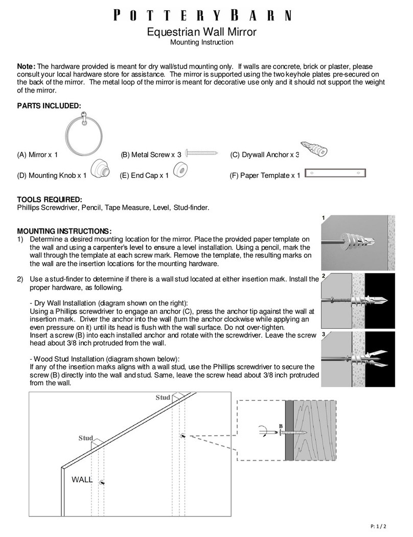 PotteryBarn Equestrian Wall Mirror User guide PotteryBarn Equestrian Wall Mirror User guide