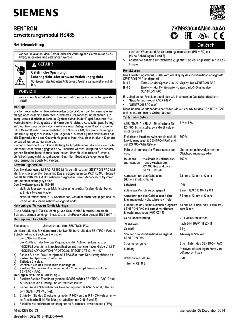 Siemens SENTRON 7KM9300-0AM00-0AA0 operating instructions
