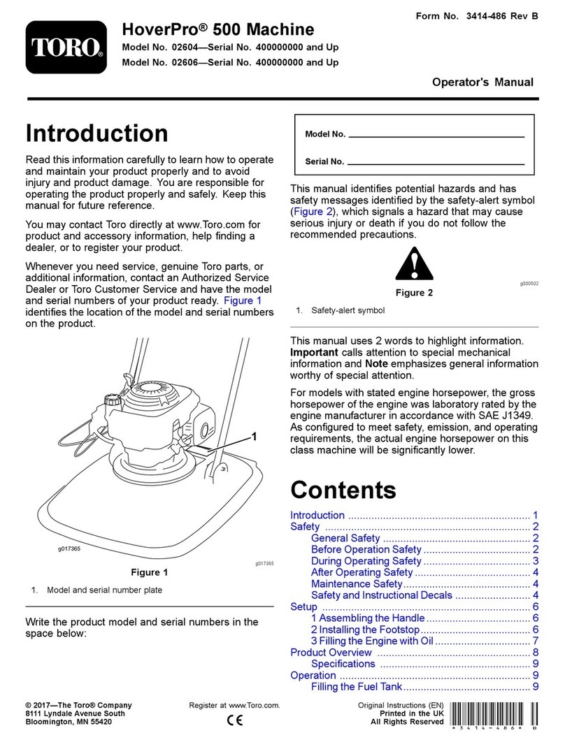 Toro HoverPro 500 Machine Series Operator's manual