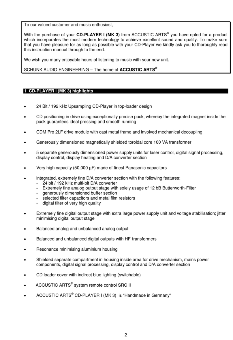 Accustic Arts CD-PLAYER I (MK 3) User manual