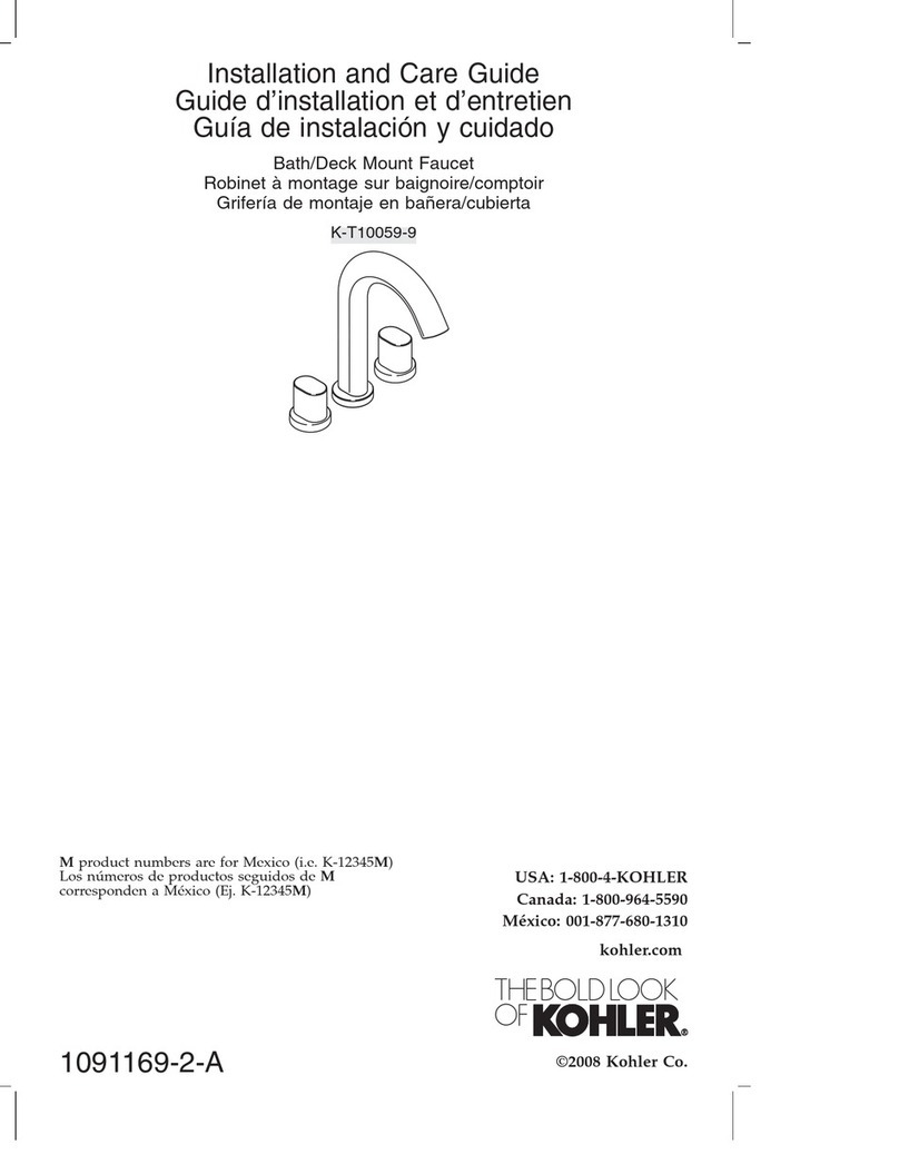 Kohler K-T10059-9 Installation and care guide Kohler K-T10059-9 Installation and care guide