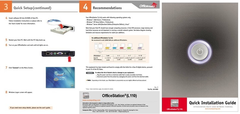 NComputing OfficeStation L110 Quick installation guide