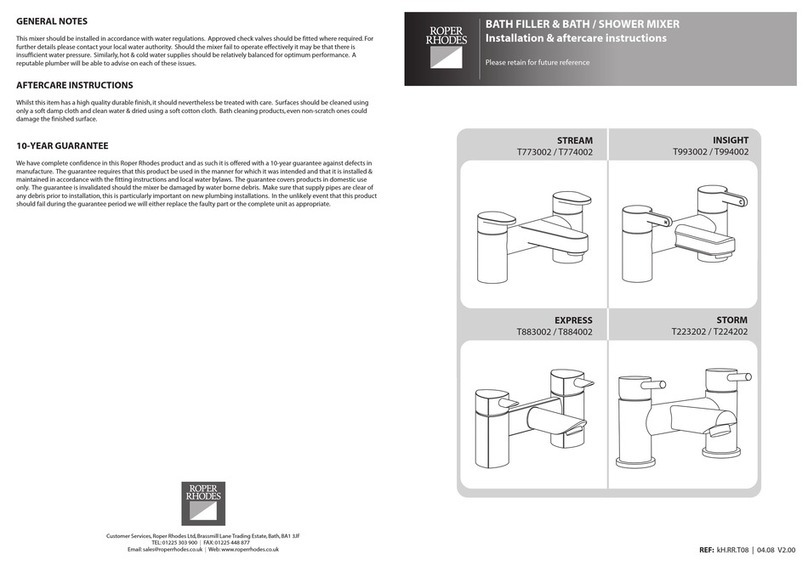 Roper Rhodes STREAM T774002 Installation & Aftercare Instructions