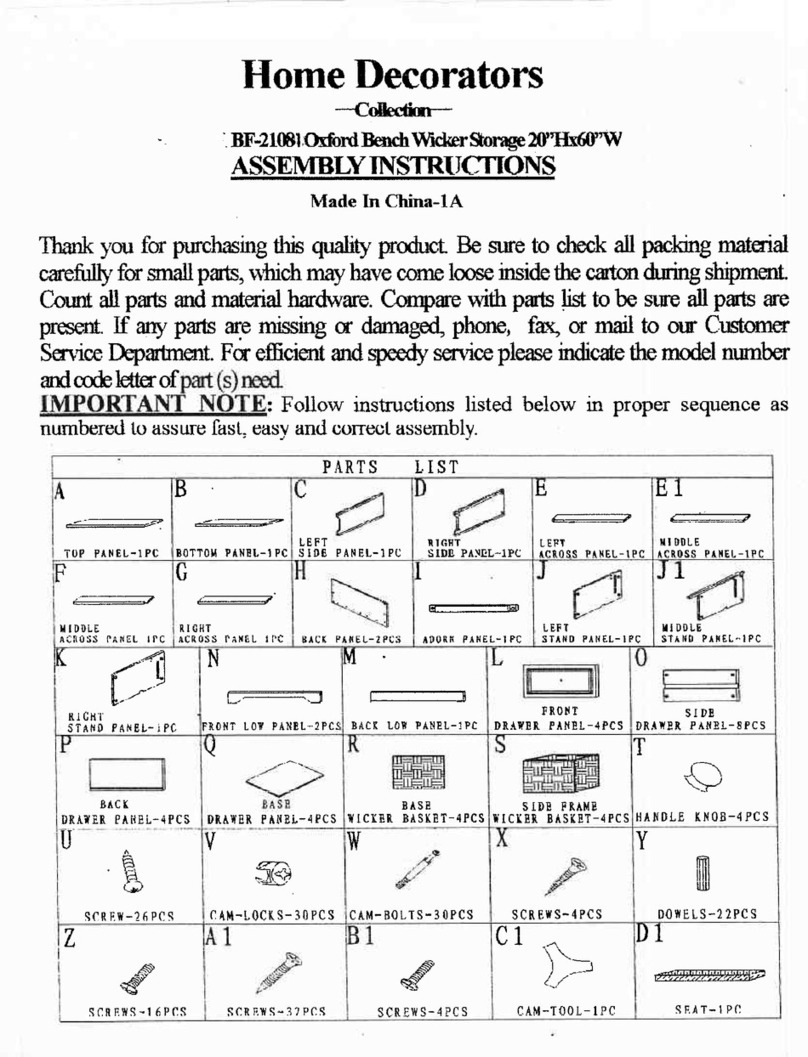 Home Decorators Collection BF-21081 Assembly instructions