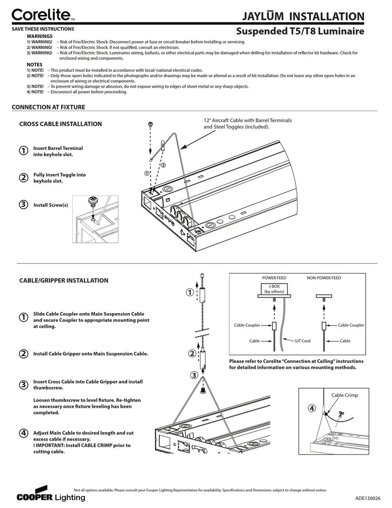 Cooper Lighting Corelite Jaylum Suspended T5 User manual