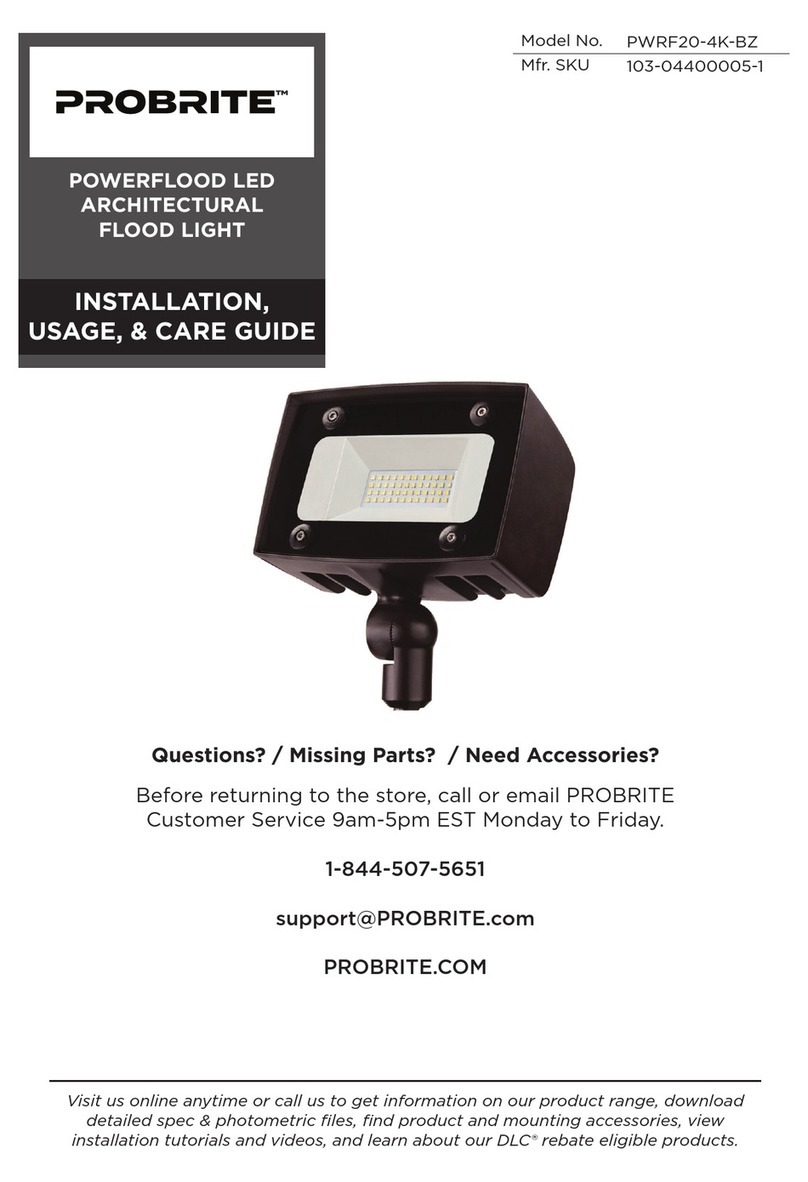 Probrite PWRF20-4K-BZ INSTALLATION, USAGE, & CARE GUIDE