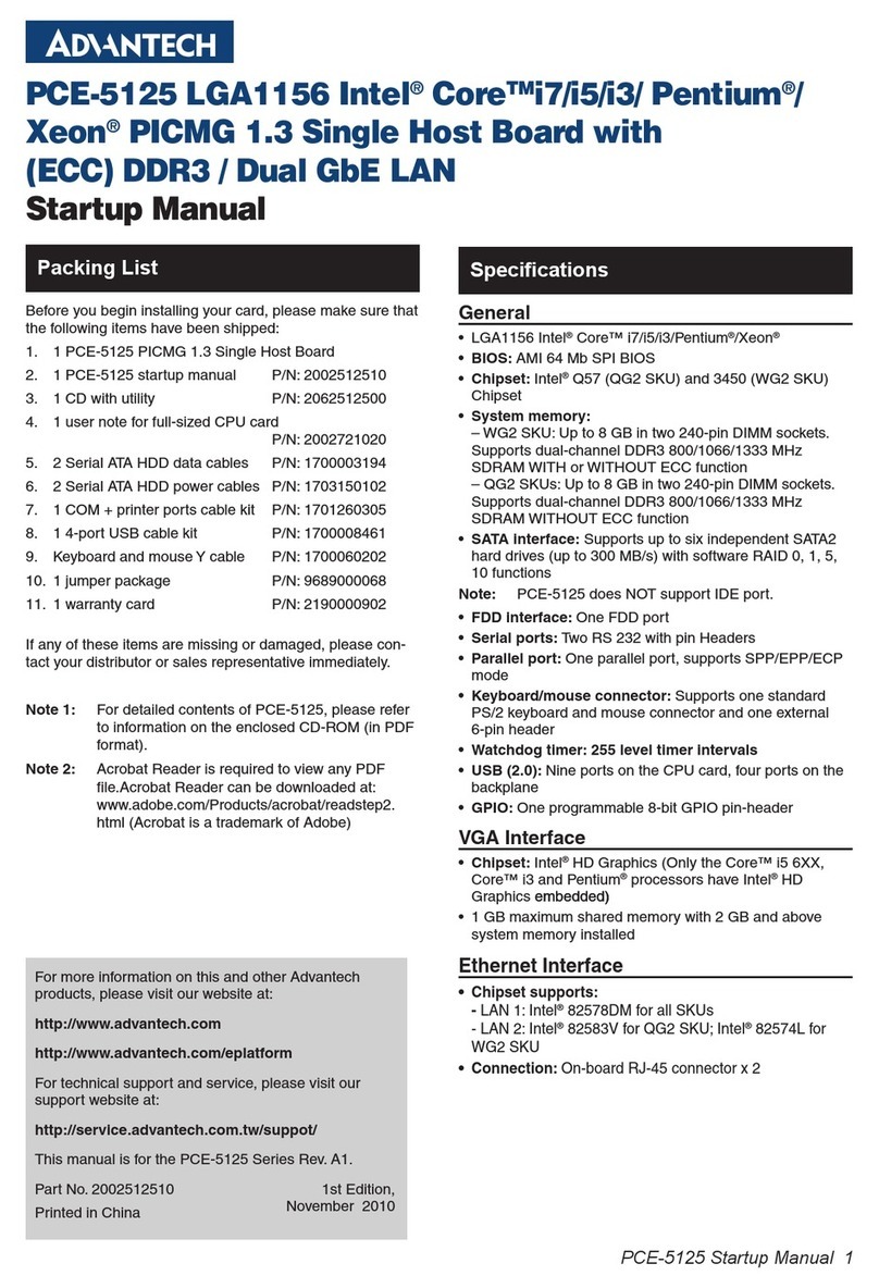 Advantech PCE-5125 Startup manual