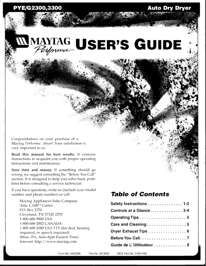 Maytag Performa PYE2300 user guide Maytag Performa PYE2300 user guide