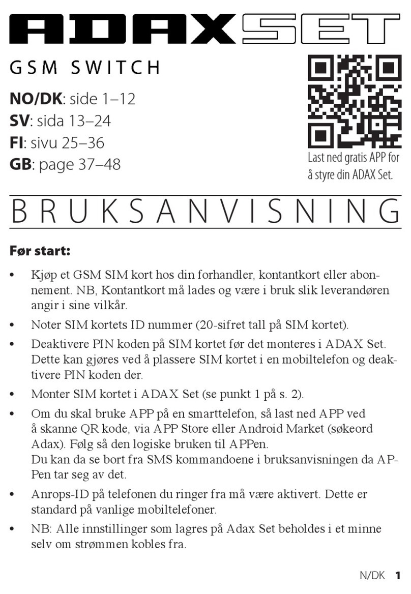 Adax SET GSM SWITCH User manual