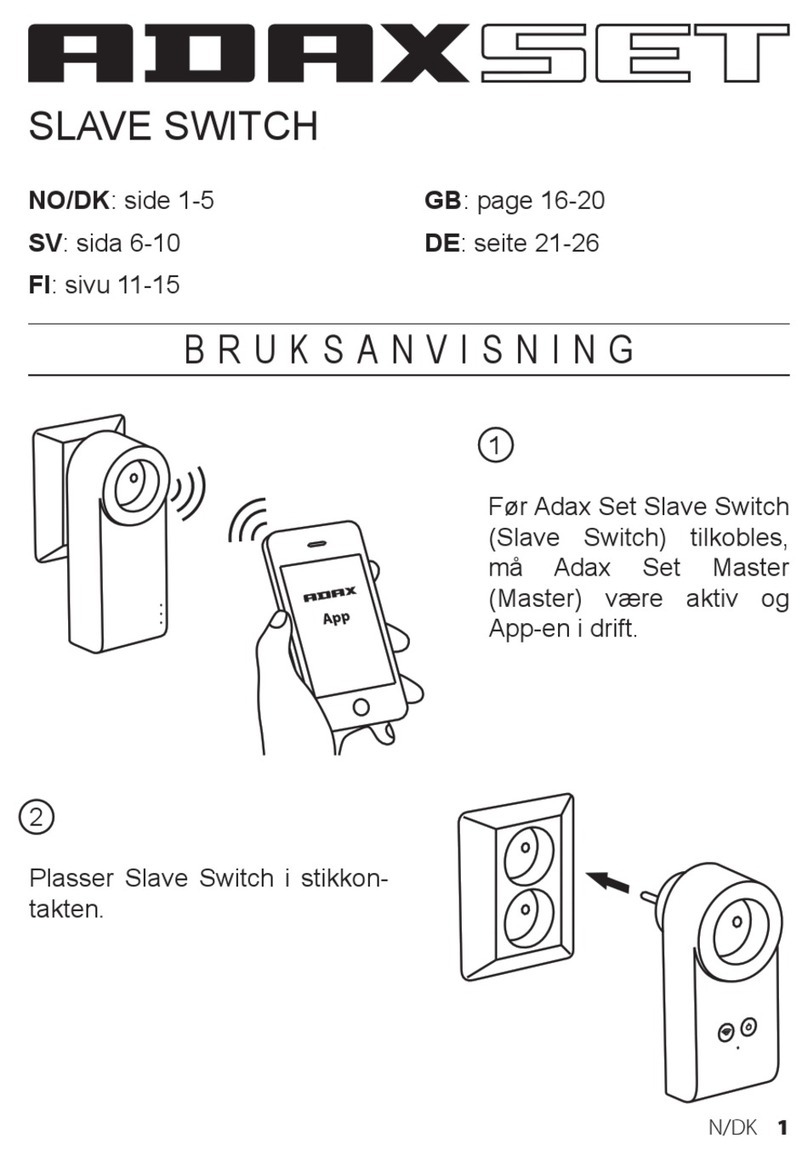 Adax SET SLAVE SWITCH user guide