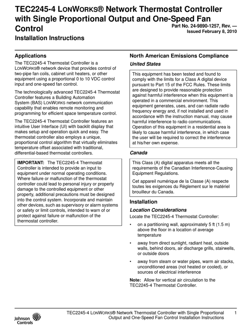 Johnson Controls TEC2245-4 installation instructions