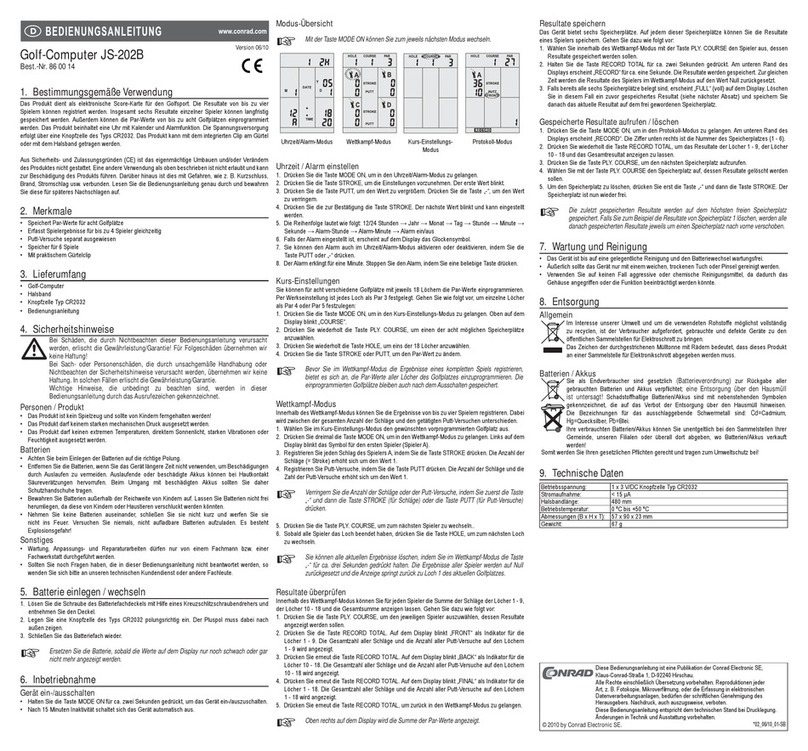 Conrad Electronic JS-202B operating instructions