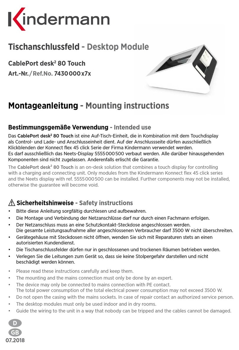 Kindermann CablePort desk2 80 Touch User manual Kindermann CablePort desk2 80 Touch User manual