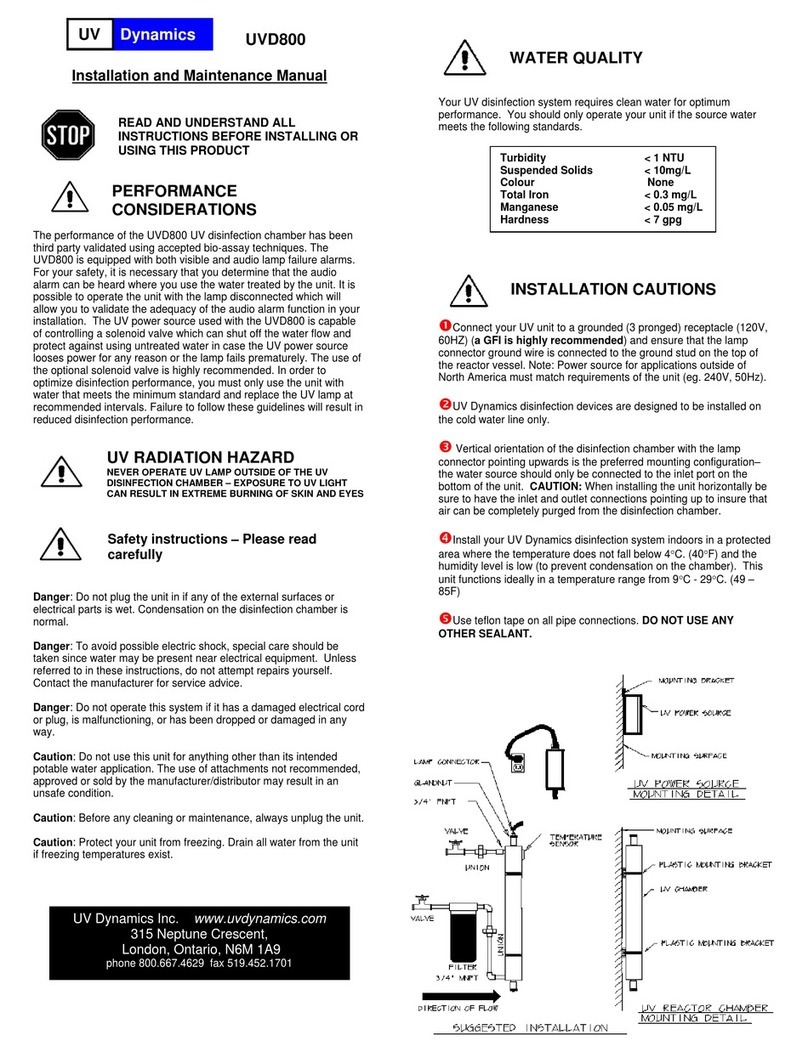 UV Dynamics UVD800 Installation and maintenance manual