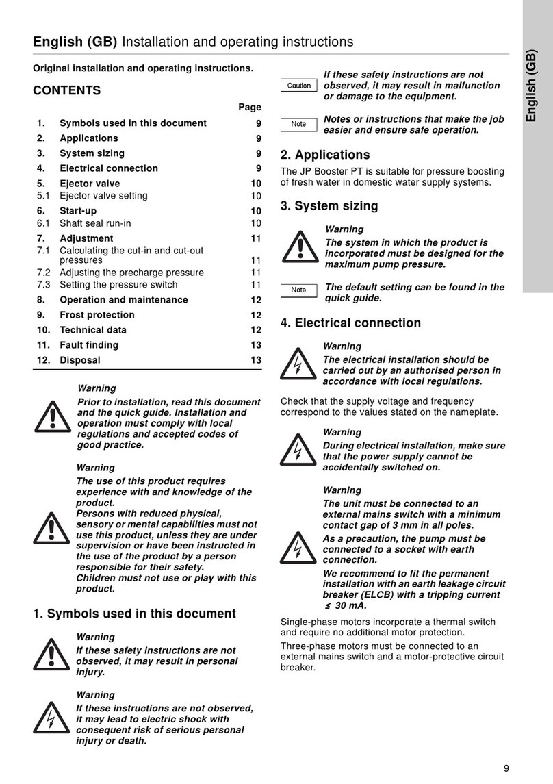 Grundfos JP Booster PT User manual