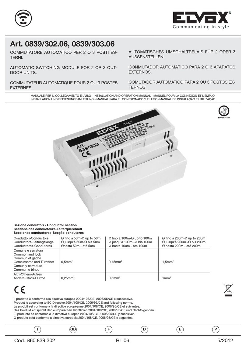 Elvox 0839/302.06 Installation and operation manual