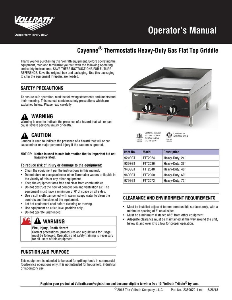 Vollrath Cayenne Series Operator's manual