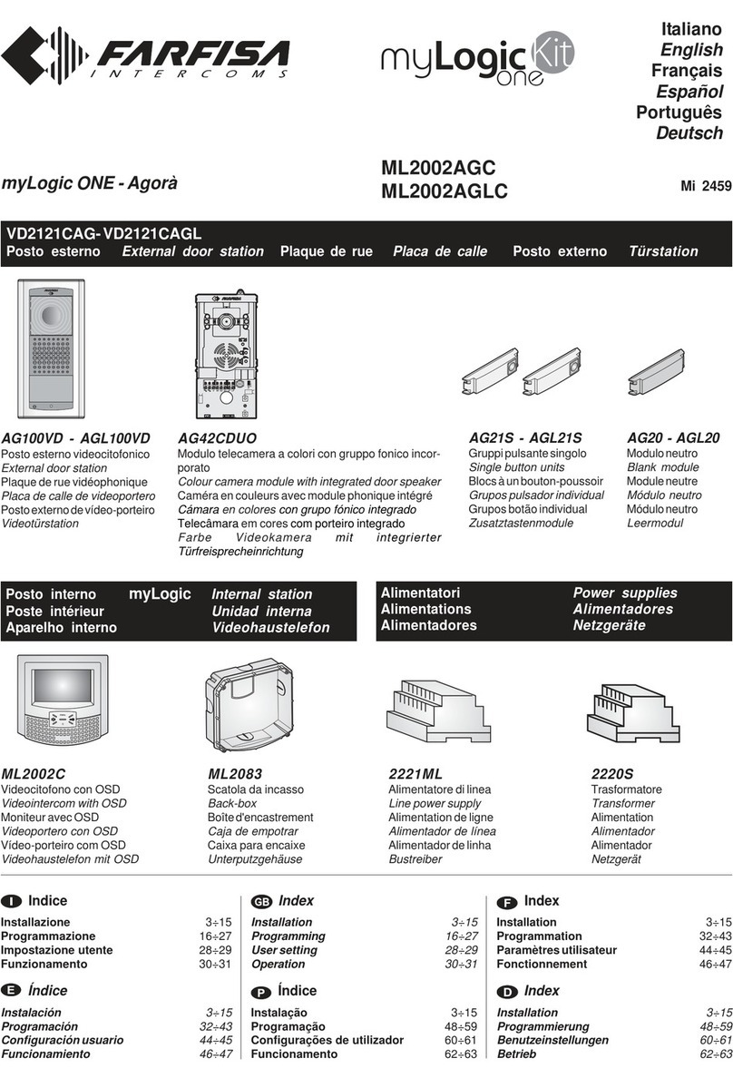 FARFISA INTERCOMS myLogic ONE - Agora ML2002AGC User manual
