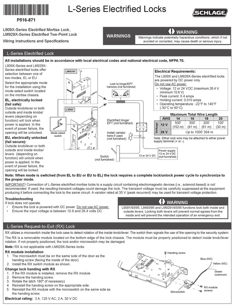 Schlage L-SERIES Wiring Instructions and Specifications