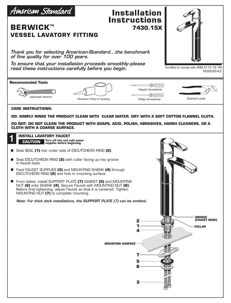 American Standard BERWICK 7430.15 Series installation instructions