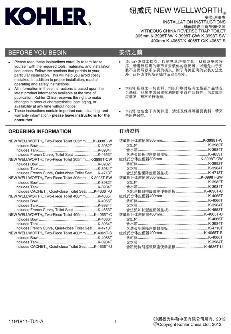 Kohler New Wellworth K-3998T-W User manual
