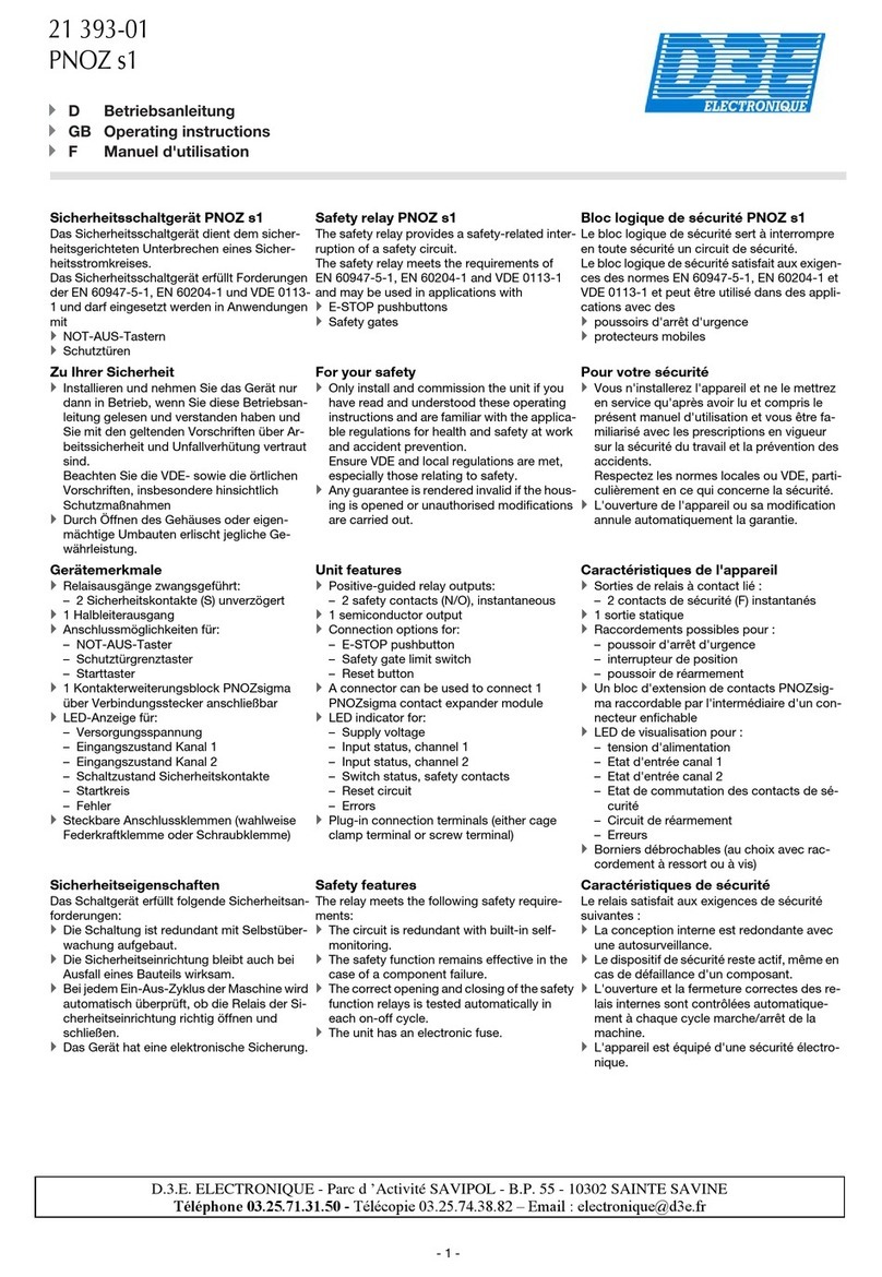 D.3.E. Electronique PNOZ s1 operating instructions