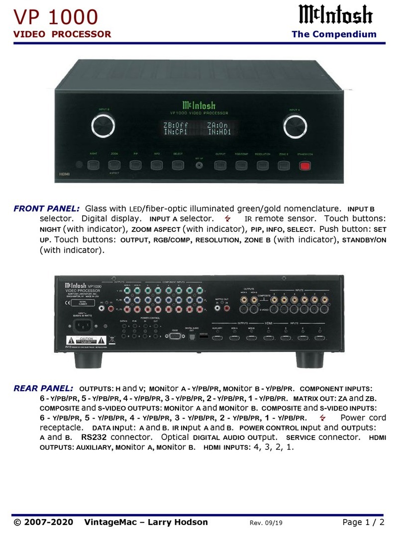 McIntosh VP 1000 User manual