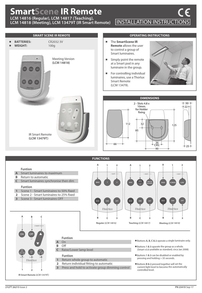 Thorlux Lighting SmartScene IR Remote Series installation instructions Thorlux Lighting SmartScene IR Remote Series installation instructions
